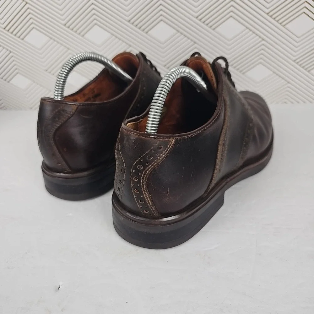 Johnston & Murphy Passport Men's 8M Shoes Saddle Oxford Brown Leather Italy Made